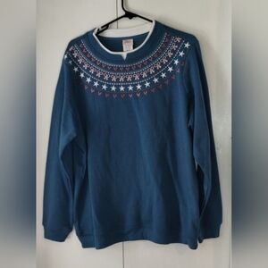 Adrian Dilafield Blue Embroidered Sweatshirt Size XL